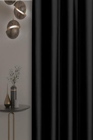 Resim DE'VOR PERDE Yüksek Kaliteli%100 Işık Geçirmez Blackout Fon Perde, Termal Karartma Güneşlik Perde,Siyah 350 X 260 