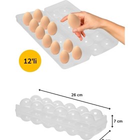 Resim 12LI Şeffaf Kapaklı Kilitli Yumurta Saklama Kabı Kutusu Aparatı 