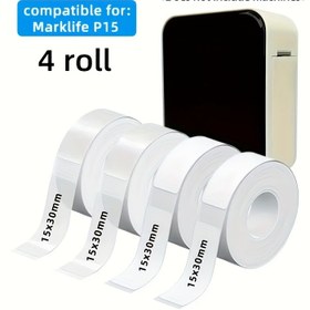Resim 4 Rulo Termal Etiket Kağıdı, 2 Rulo Beyaz, 2 Rulo Şeffaf, 15 X 30 Mm Etiketler, Kendinden Yapışkanlı, Su Geçirmez, Yırtılmaya Dayanıklı, Marklife P15 Etiket Yazıcısı için Uygun, Saklama Kavanozlarında, Belgelerde ve Adreslerdeki Termal Etiketler için Beyaz Etiket Bandı, Termal Etiket Etiketi, Yapışkanlı Etiket Yazıcısı, Termal Yazıcı Etiketi, Termal Yazıcı Kağıdı, Niimbot Etiketleri, Termal Yazıcı Etiketleri, Yazıcı için Etiket Kağıdı, P Etiketi, Termal Yazıcı Rulosu, Kendinden Yapışkanlı Etik 