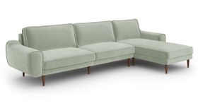 Resim Klem 326 x 171 Köşe Ahşap Ayak - Kadife - Kül Gri / Koyu / Kalıcı Form 