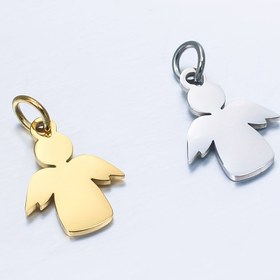 Resim DIY kolye ve bilezik için 1 adet paslanmaz çelik melek kolye, küçük kız silueti takı aksesuarı 