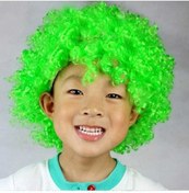 Resim Dancemonkey Renkli Vahşi Kıvrımlı Taç Parti Cosplay Peruk Yeşil Dalgalı Kısa Polyester Çocuk Ve Yetişkin Diğer 