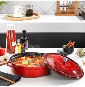 Resim Schafer Guss Chef Döküm Basık Tencere 28 Cm Kırmızı 