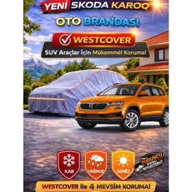 Resim WestCover Yeni Skoda Karoq Uyumlu (Turuncu Dikişli-Ref) Oto Brandası,araba Çadırı 