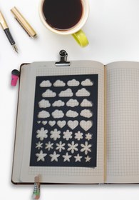 Resim Karmelom Studio Bullet Journal Şekilli Çizim Şablon Cetvel - Bulut, Kalp ve Çiçek Desenli Çizim Aracı 