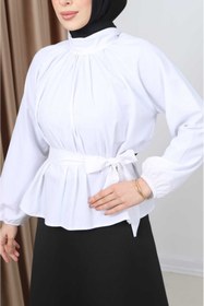 Resim CNG MODA Tesettür Kuşaklı Gömlek 