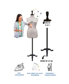 Resim Döküm Ayaklı 44 Beden Sünger Iğne Batabilen Terzi Mankeni Prova Mankeni 