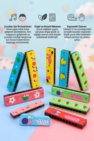 Resim Tıfıl Toys 2'li Ahşap Çocuk Mızıka Seti! 16 Delikli 12cm Renkli Eğitici Ahşap Oyuncak Müzik Aleti Mızıka 