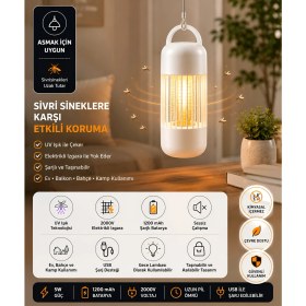 Resim Dexmon Uv Işıklı Elektrikli Şarjlı Sivrisinek Sinek Kovucu Lamba Sessiz, Kimyasal Içermeyen, 360° Etkili Haşere Kovucu Askı Aparatlı Cihaz 