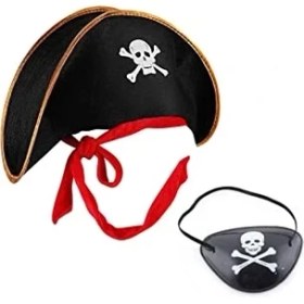 Resim Kaptan Jack Çocuk Korsan Şapkası ve Göz Bandı Seti 