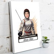 Resim Karikatürlü En Başarılı Kadın Eskrimci Kanvas Tablo 