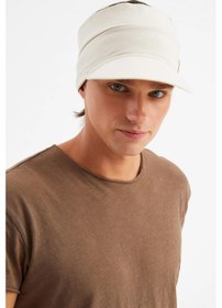 Resim Butikgiz Erkek Uv Koruyuculu %100 Pamuklu Penye Tenis Golf Stil Vizör Şapka Siperlik - Tek Ebat / Bej Bej 