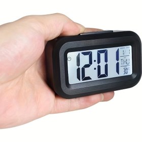 Resim 1 adet Moda Ofis Check-in Çalar Saat Işık Sıcaklığı Takvim Zamanlayıcı ile Çok Fonksiyonlu Saat (Pilsiz) 