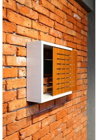 Resim Modem Saklama Kutusu Sürgülü Yana Açılır 35x 4 Çizgili Ceviz 