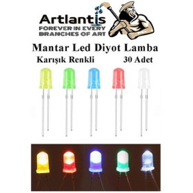 Resim Mantar Led Diyot Lamba 30 Lu 1 Paket Karışık Renkli 4.8 Mm Mini Mantar Led Lamba 