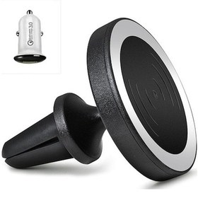 Resim C3-yh Siyah Araç Şarj Aleti 15w Manyetik Kablosuz Şarj 3.0 Hızlı Şarj İphone12 Huawei Samsung Uyumlu Manyetik Sticker İçerir 
