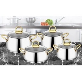 Resim Kahramanlar Akasya 8 Parça Gold Tencere Seti 