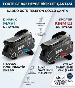Resim Forte Gt 842 Heybe Bisiklet Çantası Kadro Üstü Telefon Gözlü Çanta (Mavi) 