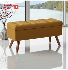 Resim Smarto Relax Puf Gruyères Sandıklı Ayaklı Kapitoneli Dekoratif 110x40x45 Cm Sarı Sarı 