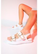 Resim Luvishoes Douro Beyaz Cilt Hakiki Deri İp Örme Detaylı Kadın Sandalet Beyaz 