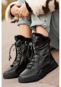 Resim Khayt Iceland Su Geçirmez Kürklü Fermuarlı Kadın Kar Botu Siyah 