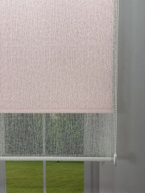 Resim Olympos Serisi Kırçıl Desenli Çift Mekanizmalı Beyaz Tül Pembe Stor Perde Pembe 