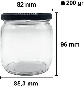 Resim Afracam 425 ml Metal Siyah Kapaklı Şeffaf Cam Kavanoz 36 Adet 