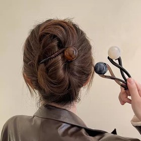 Resim Vintage Aylhfo Esinlenmiş Akrilik Saç Tokası, Mermer Tasarımlı - Şık Kahve Rengi, Şık Topuzlar & At Kuyrukları için Tek Parça Tarak Şekli 