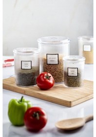 Resim 12'li Barok Yuvarlak 3 Boy Kavanoz Seti &amp Saklama Kabı &amp Erzak Kabı 4 1000 Ml, 4 500 Ml,4 250 Ml Şeffaf 