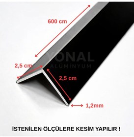 Resim Marka Alüminyum Köşe Profili Alüminyum Köşebent L Profil SİYAH 2,5 CM X 2,5 CM X 600 Cm 