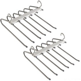 Resim Geeroyoo Pratik 6 Lı Katmanlı Pantolon Askısı - Düzenli Dolap İçin Mükemmel Çözüm, Paslanmaz Çelik, Kaymaz Tasarım, 2 Li Paket Beyaz 