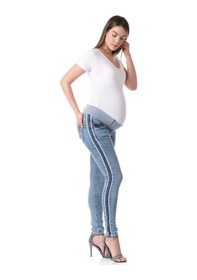 Resim Busa Hamile Alt Karın Bantlı Skinny Kot Pantolon Açık Mavi-açıkmavi 