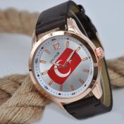 Resim Spectrum Kahverengi Deri Kordonlu Türk Bayrağı Detay Yetişkin Erkek Kol Saati SU-612 