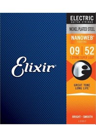 Resim Elixir 12007 Nanoweb Super Light 7 Telli Elektro Gitar Teli 9-52 