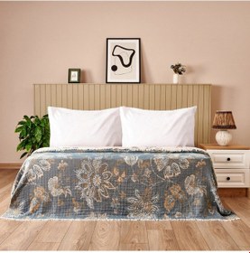 Resim Soft Mavera Çift Kişilik Yatak Örtüsü - Mavi - 230x240 Cm Çok Renkli 