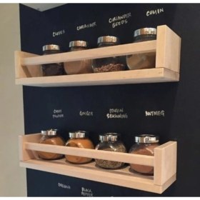 Resim Bizim Depocu Ahşap Kitaplık Mutfak Rafı 2 Adet Duvar Rafı Baharatlık Banyo Rafı 