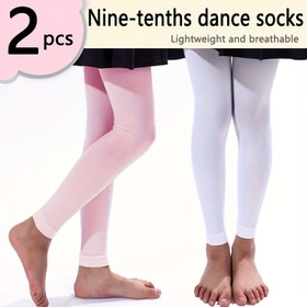 Resim 2/3/4'lü Paket Kızlar için Yazlık Hafif Bale Dans Çorapları - Yüksek Esneklikte Sıkıntısız Nefes Alabilen Esnek Taytlar, Tek Renk Elastik Bacak Isıtıcılar, Sadece El Yıkama, Genç Dansçılar İçin Aksesuarlar, Gençler için Dans Giyim 