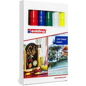 Resim Edding Cam Kalemi (Likit Tebeşir) 6 Lı Kutu Karışık 4095 