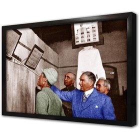 Resim Atatürk Alfabeyi Öğretiyor Çerçeveli Mdf Tablo 50x70 Cm 
