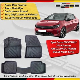 Resim Opel Corsa Paspas Elektrikli Araca Özel 2019 Sonrası İçin Derin Havuzlu Paspas Bosse North Serisi 