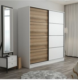 Resim Minarmobilya Minar Kale 2 Kapaklı Sürgülü Dolap 180 Cm - Beyaz/Dore (541417043) 