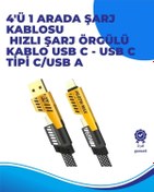 Resim 65w 4'ü 1 Arada Çoklu Şarj Kablosu - Usb-c, Usb-a, Lightning, Veri Ve Şarj Desteği 