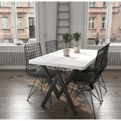 Resim Ressa Home Beyaz Yemek Masa Takımı - Mutfak Masası-80x120 Cm 