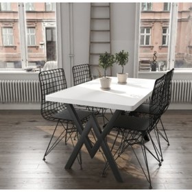 Resim Ressa Home Beyaz Yemek Masa Takımı - Mutfak Masası-80x120 Cm 