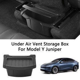 Resim 2025 Tesla Model Y İçin Uygun Juniper Arka Depolama Kutusu, TPE Havalandırmalı Bölme Düzenleyici, Araç Arkası Çekmeceli Çöp Kutusu, Kompakt Tasarım, Aile Arabaları için Sağlam Koltuk Altı Organizer 