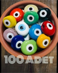 Resim 100 Adet Ekonomik Paket Danagöz Nazar Boncuğu Karışık Renk 