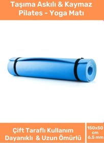 Resim Enenstyle Taşıma Askılı Konfor Modeli Çift Taraflı Kaymaz Yoga Meditasyon Minderi Mavi Mat Çok Renkli 