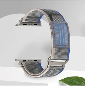 Resim Gaojunshop01 İwatch Ultra Serisi İçin Mavi Gri Esnek Nylon Spor Kordon 38-49mm 