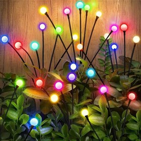 Resim 1 adet/2 adet Güneş Enerjili Ateşböceği Işıkları, Yükseltilmiş 2 Mod 6LED her hava koşulunda 7/24 kullanım için Dış Mekan Dekoratif Işıklar, Bahçe, Veranda, Yolu, Çit için Esnek Sallanan Bahçe Işıkları, Rüzgarda Sallanan (Çok Renkli/Sıcak Beyaz) 