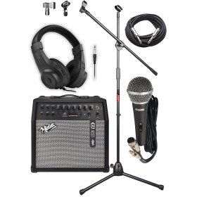 Resim Midex MGA-50-PAK Elektro Gitar Amfisi 50 W USB Bluetooth Şarjlı 4 Girişli (Mikrofon Kulaklık Stand Kablo) 